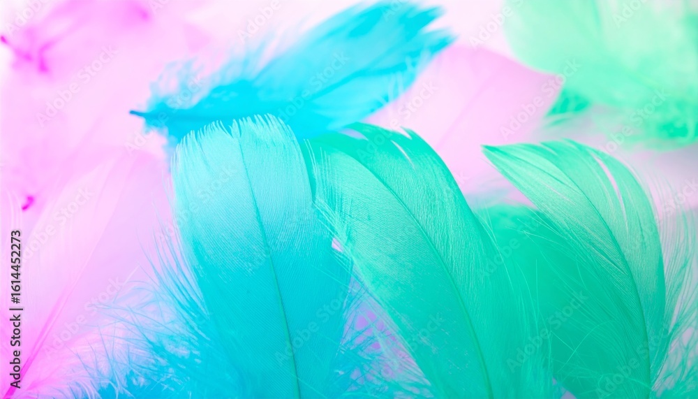 Obraz premium Floating feathers against a pastel backdrop 