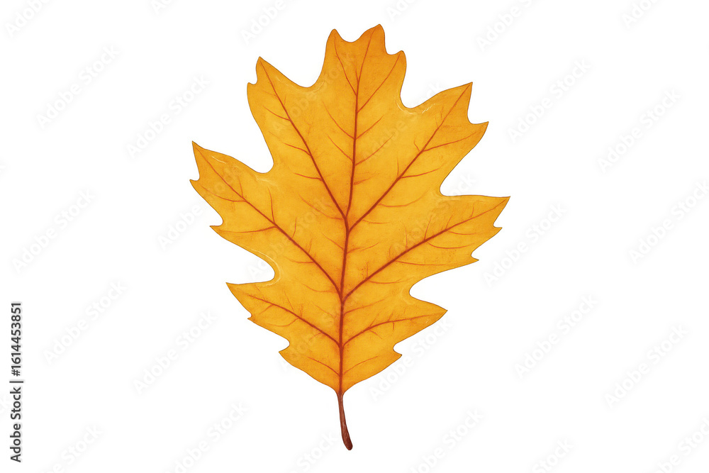 Fototapeta premium Detailed illustration of an oak leaf with fall colors, isolated on a transparent background, perfect for autumn-themed designs
