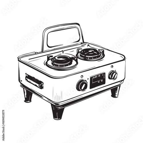 Vector illustration of a gas stove with a simple and modern design used for kitchen design purposes, household appliances advertising, or culinary content isolated on a white background.