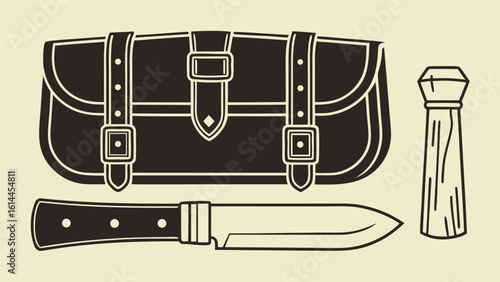 Camping and outdoor adventure icons set Winter  Equipment vector illustration