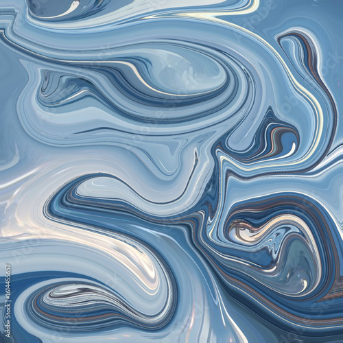 Abstract flowing blue waves with fluid artistic movement, smooth liquid textures, elegant swirl design, and calming color gradients.
