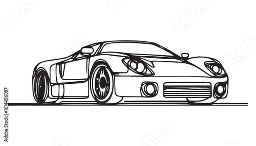 Continuous one single minimal line drawing super car
