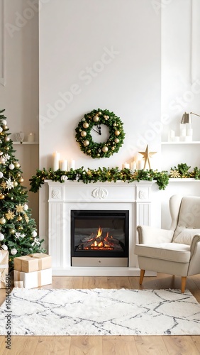 Christmas fireplace scene