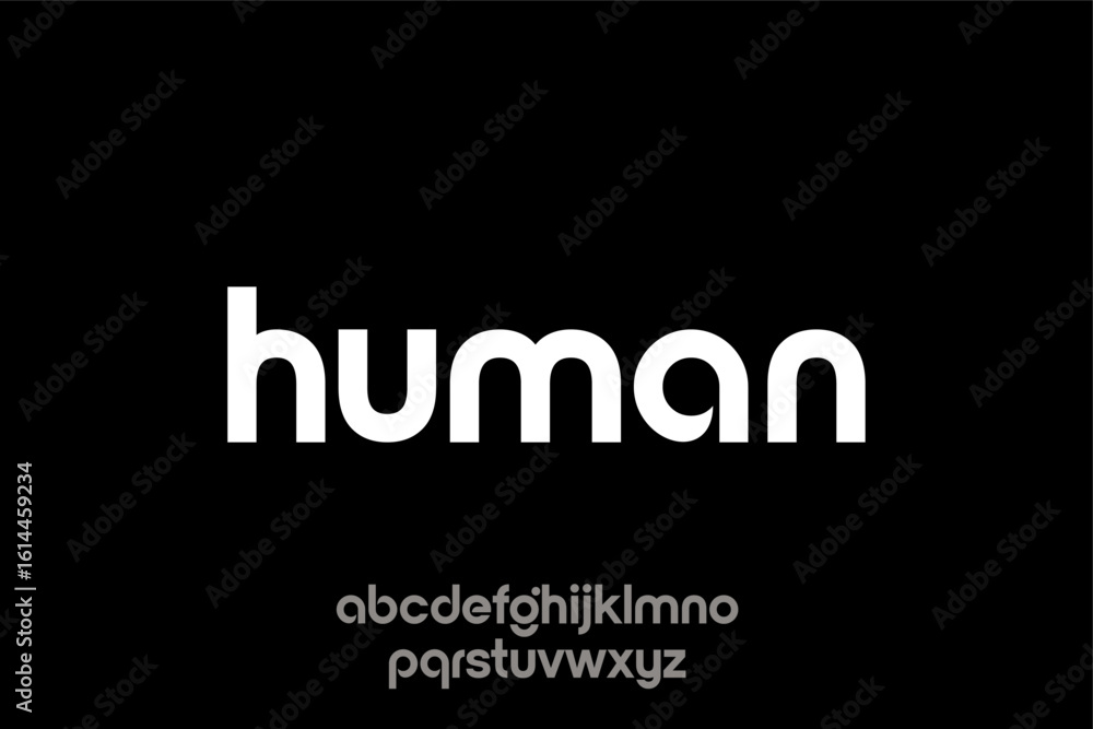 Obraz premium word of human. modern minimalist clean alphabet font. lowercase bold typography vector illustration design 