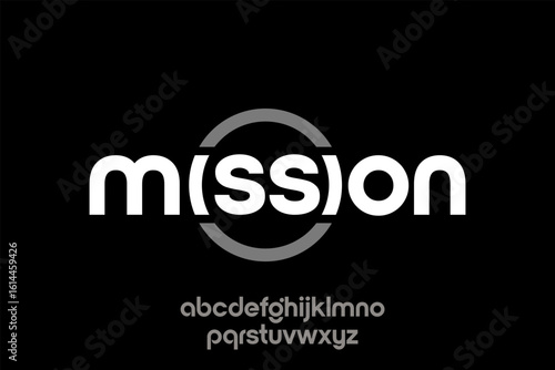 word of mission . modern minimalist clean alphabet font. lowercase bold typography vector illustration design	
