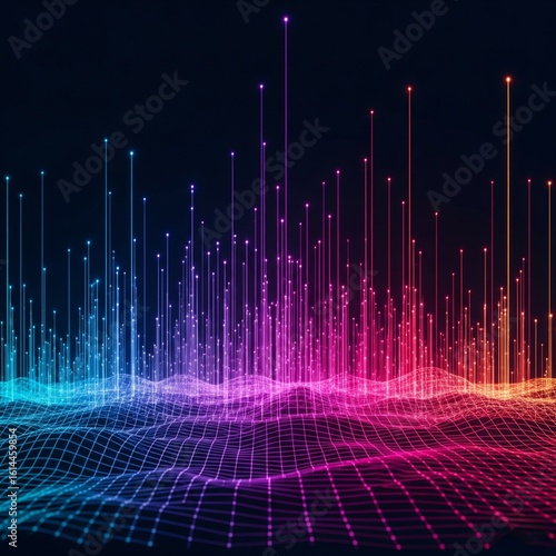 Abstract Dot Connection with Gradient Lines - Futuristic Data Network, Social Media Links, and Global Business Technology Concept