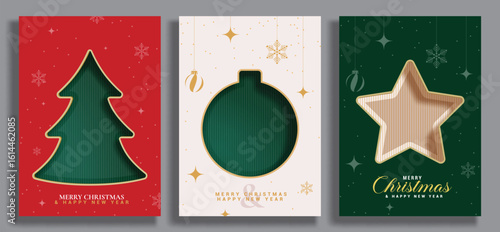 Merry Christmas poster card clipart set. Christmas greeting wishes and happy new year template clip art collection in elegant background vector illustration. 

