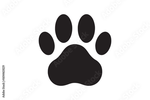 Dog paw print silhouette vector art illustration on white background