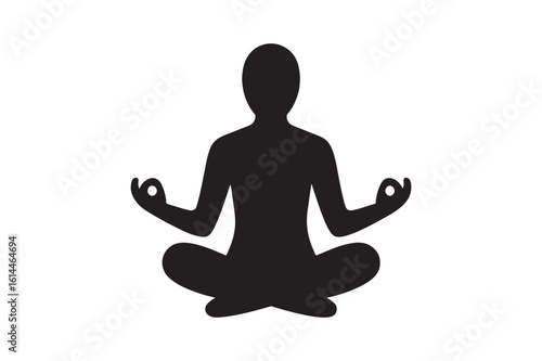 Meditation person pose silhouette vector art illustration on white background