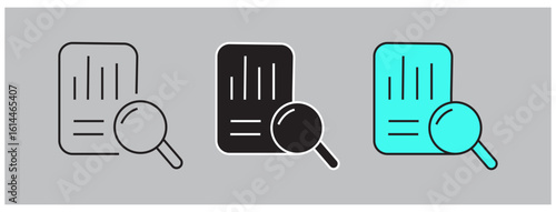 Document Analysis and Data Report Icon Set