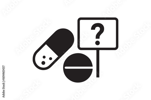 Placebo control pill icon silhouette vector art illustration on white background