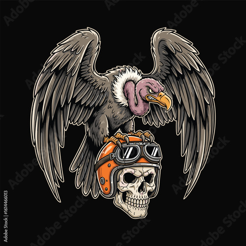 Vulture Skull Helmet Rider artwork illustration