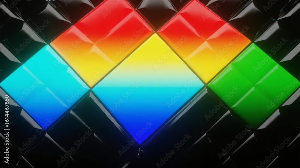 Fototapeta premium Geometric Diamond Pattern with Vibrant Rainbow Colors