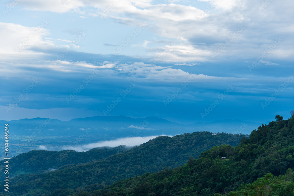 Beautiful Mountain landscape foggy windy mountain range green landscape asian farm. Amazing Landscape mountain green field meadow white cloud blue sky on sunrise. Countryside sunlight heaven scenery Beautiful Mountain landscape foggy windy mountain range green landscape asian farm. Amazing Landscape mountain green field meadow white cloud blue sky on sunrise. Countryside sunlight heaven scenery