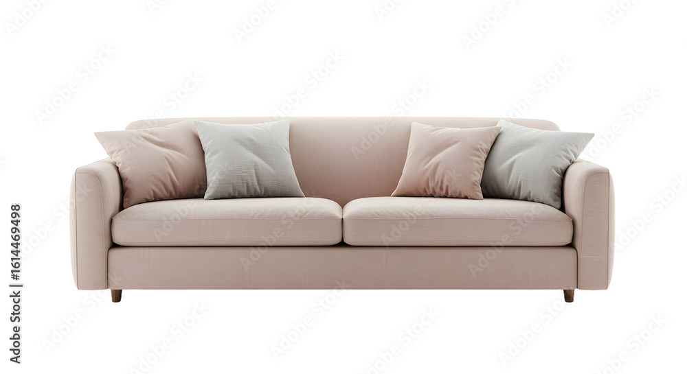 Obraz premium Elegant Light Pink Sofa with Cushions for Living Room Decor