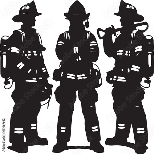 Firefighter Silhouettes Vector Set