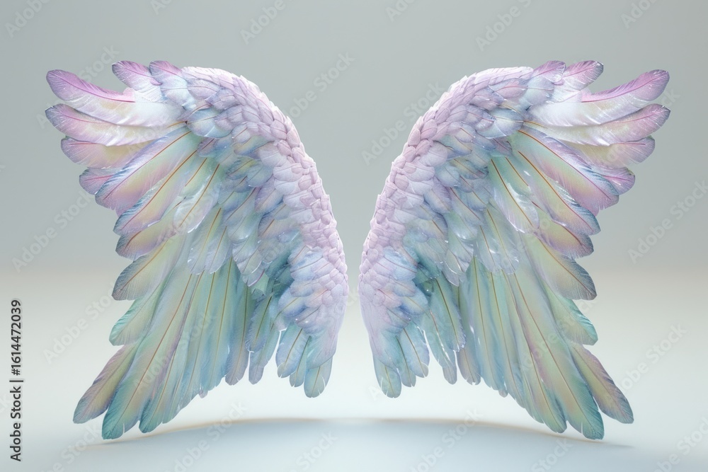 Fototapeta premium Colorful ethereal angel wings illustration