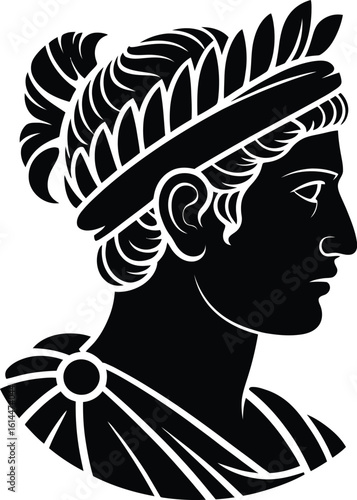Roman leader laurel wreath profile head