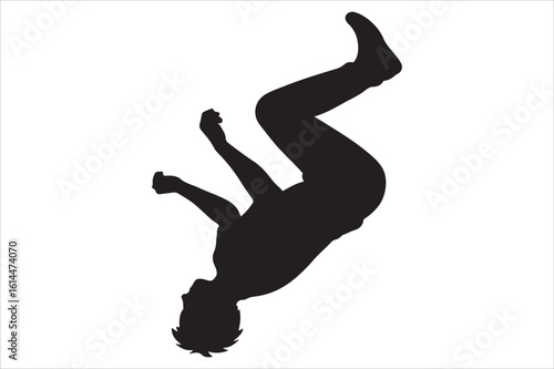 Silhouette of a Person Falling Upside Down