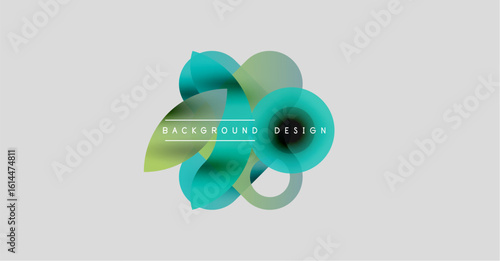 Abstract floral design. Overlapping shapes create soft, flowing petals. Light background enhances vibrant colors, modern aesthetic.