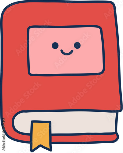 Cute Happy Book Doodle Illustration