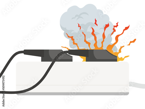 Plug with electric shock, Overload plug in power, Short circuit burning electrical