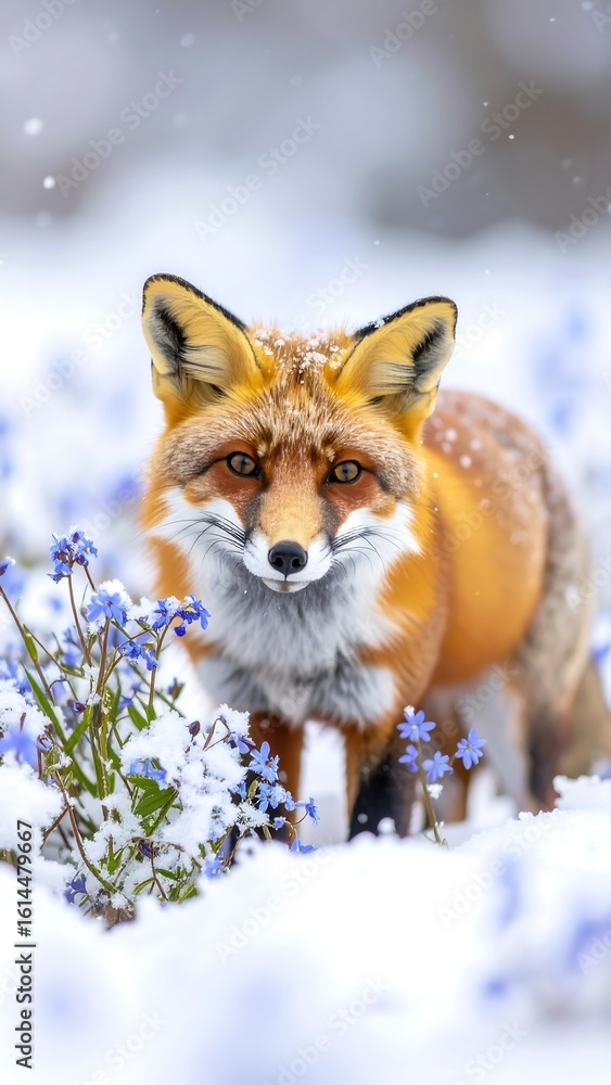 Obraz premium Fox in winter snow