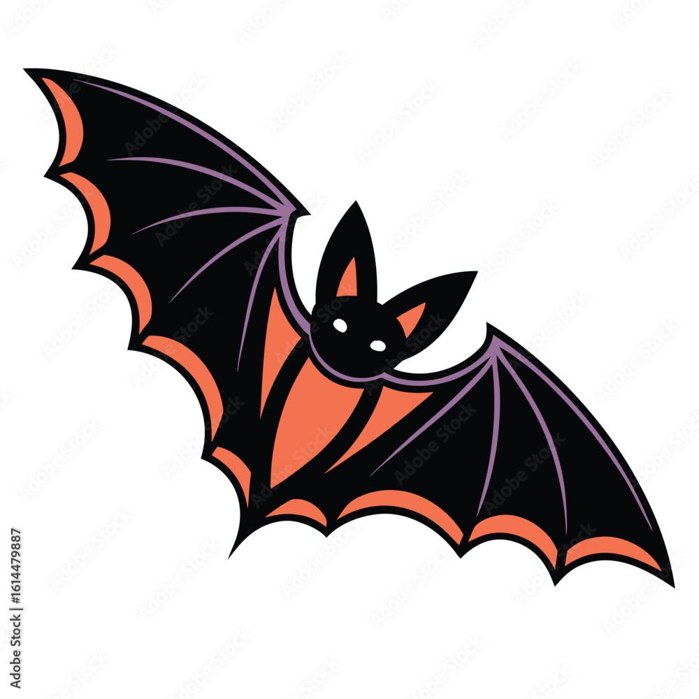 Obraz premium Black orange purple bat flying halloween animal