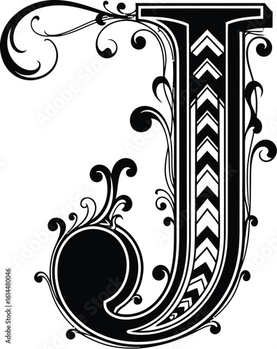 Download decorative letter j vector image for graphic design and calligraphy projects free vector art