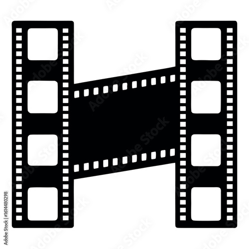 Classic filmstrip icon with realistic flat design elements