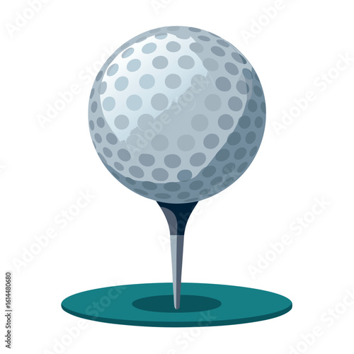 Realistic golf ball on a golf pin on a white background