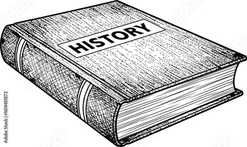 History textbook illustration: vintage book drawing for education and learning resources design