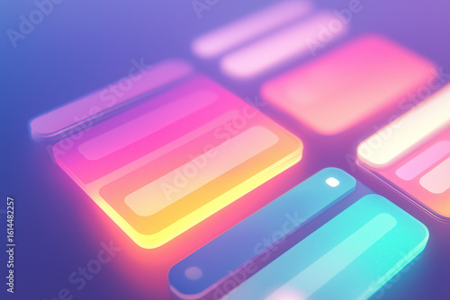 Abstract neon gradient shapes in a modern digital design
