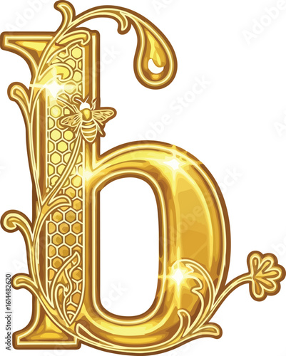 Download golden letter b vector illustration vintage style ornate initial alphabet design 95 char