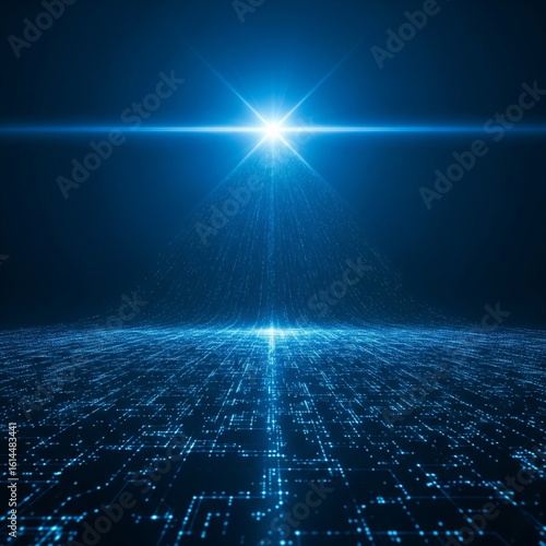 Abstract Big Data Technology Background - Futuristic Digital Network with Connected Nodes and Data Flow Visualization