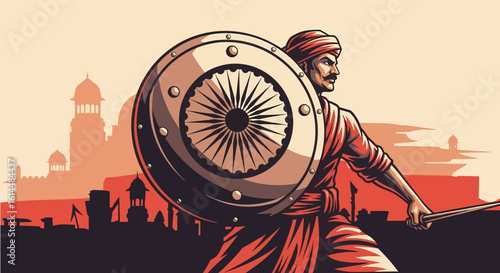 ashoka chakra, independence day india, traditional Indian drummer with patriotic background and chakra