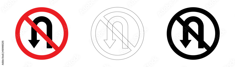 No U-turn traffic sign in vector format No U-turn traffic sign in vector format