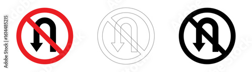 No U-turn traffic sign in vector format
