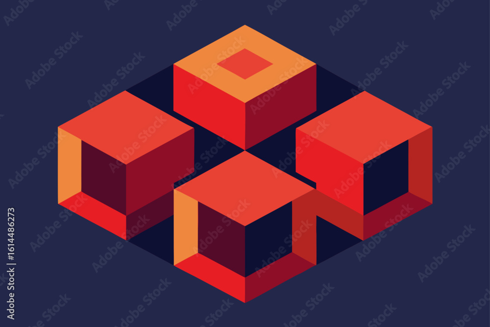 Obraz premium abstract red and yellow cubes