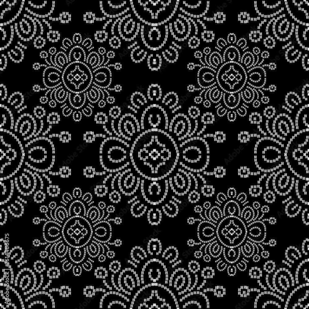 Obraz premium pattern batik flower damask ethnic boho ikat texture tribal geometric background