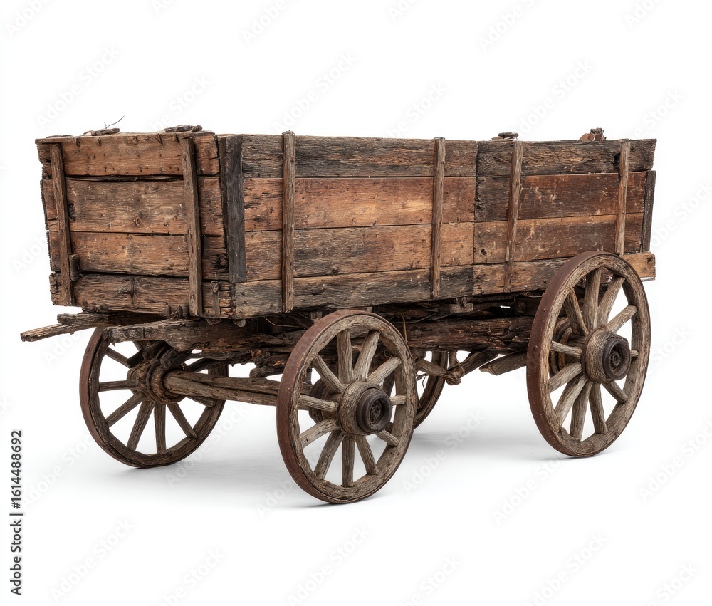 Fototapeta premium Aged wooden wagon, back view