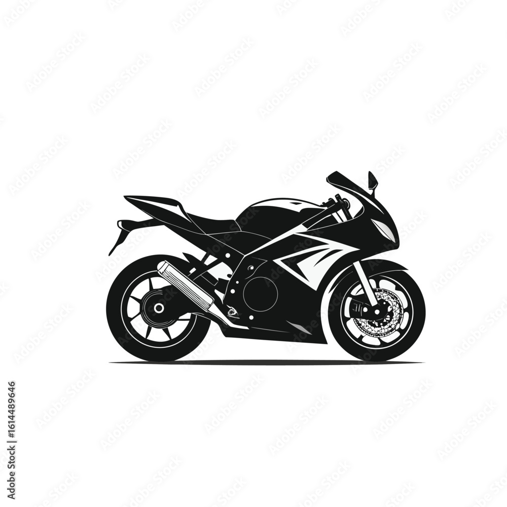 Fototapeta premium Sport Motorcycle Silhouette – Side View Vector 