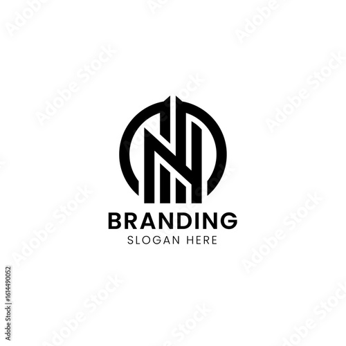 Modern initial letter N construction logo template