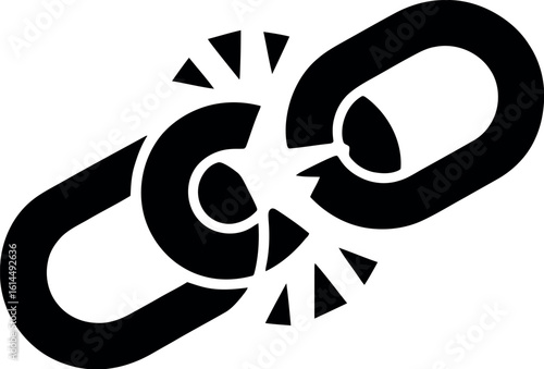 Broken chain link symbol representing disconnection and failure