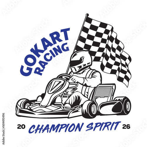 Go kart racing vector illustration design, perfect for t shirt design