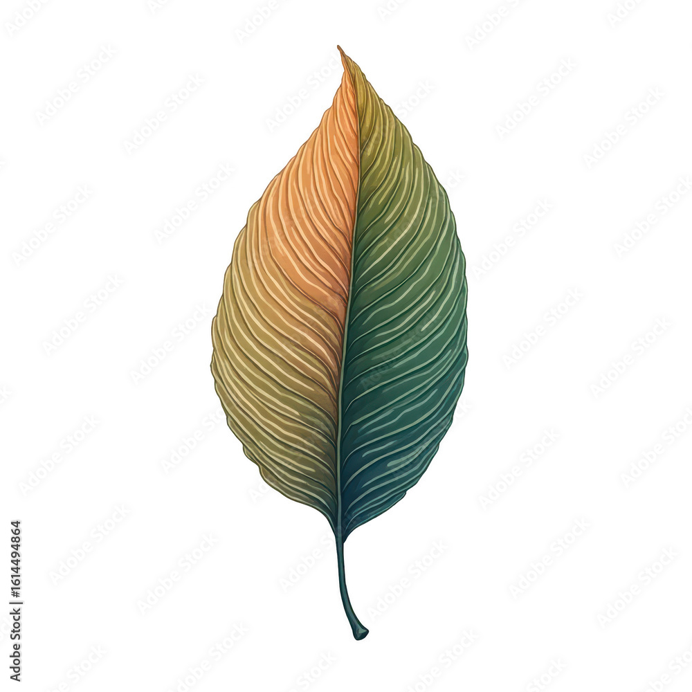 Fototapeta premium Detailed illustration of a colorful leaf.