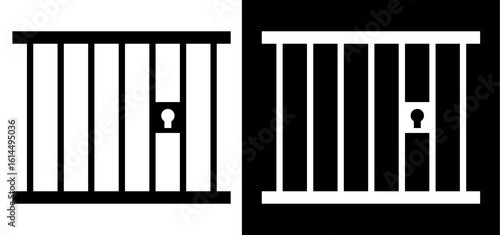 black and white jail bars with keyhole clip art preview