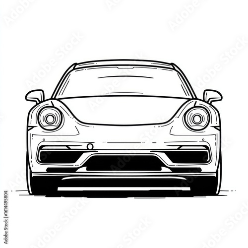 Front view of a sleek, sporty car