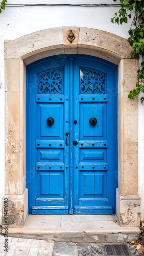 Antique blue wooden double doors