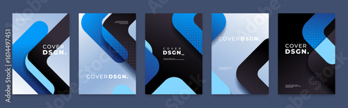 Abstract Geometric Cover Design A4 Template With Dark Background. Business Template, Brochure, Annual Report, Magazine, Poster, Presentation, Portfolio, Flyer, Proposal, Banner, Vector Illustration.